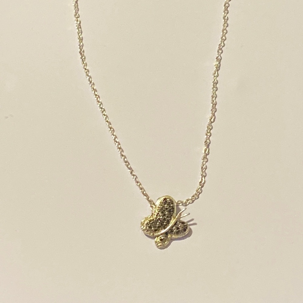 DIAMOND BLACK PAVE’ PENDANT BUTTERFLY STERLING SILVER